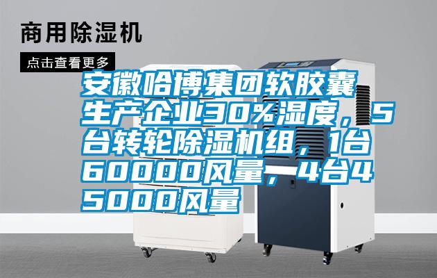 安徽哈博集團軟膠囊生產企業30%濕度，5臺轉輪除濕機組，1臺60000風量，4臺45000風量